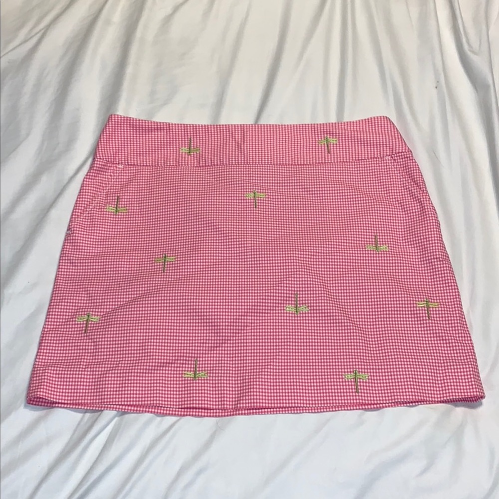 EUC J. Crew Pink/White Dragonfly Skirt